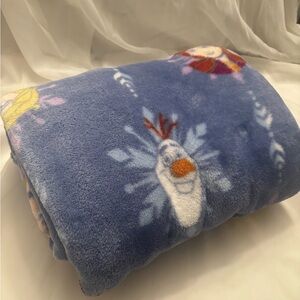 Disney Frozen Blue Fleece Throw Blanket 60x72 Elsa, Anna, Olaf & Kristoff